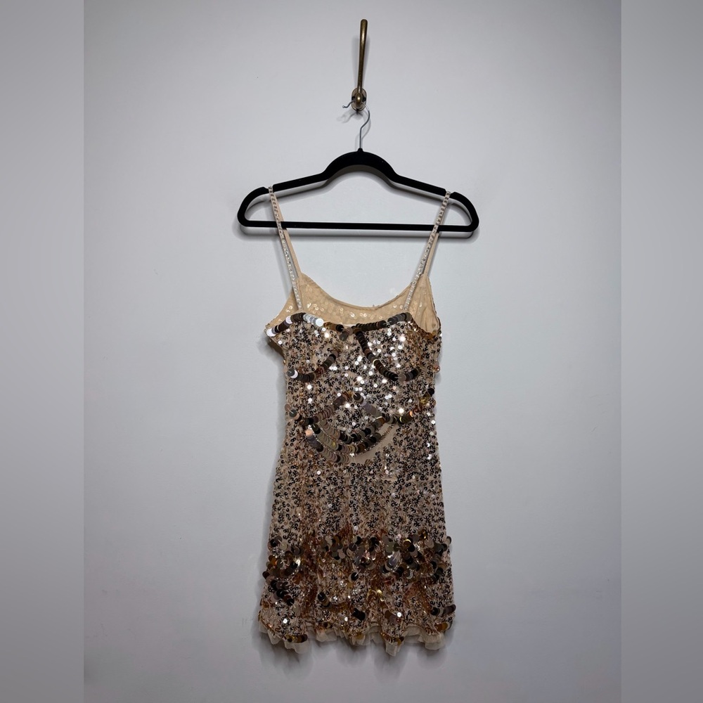 LoveShackFancy Liria Sequin Mini Dress in Honey Shimmer size 6 - Picture 10 of 12